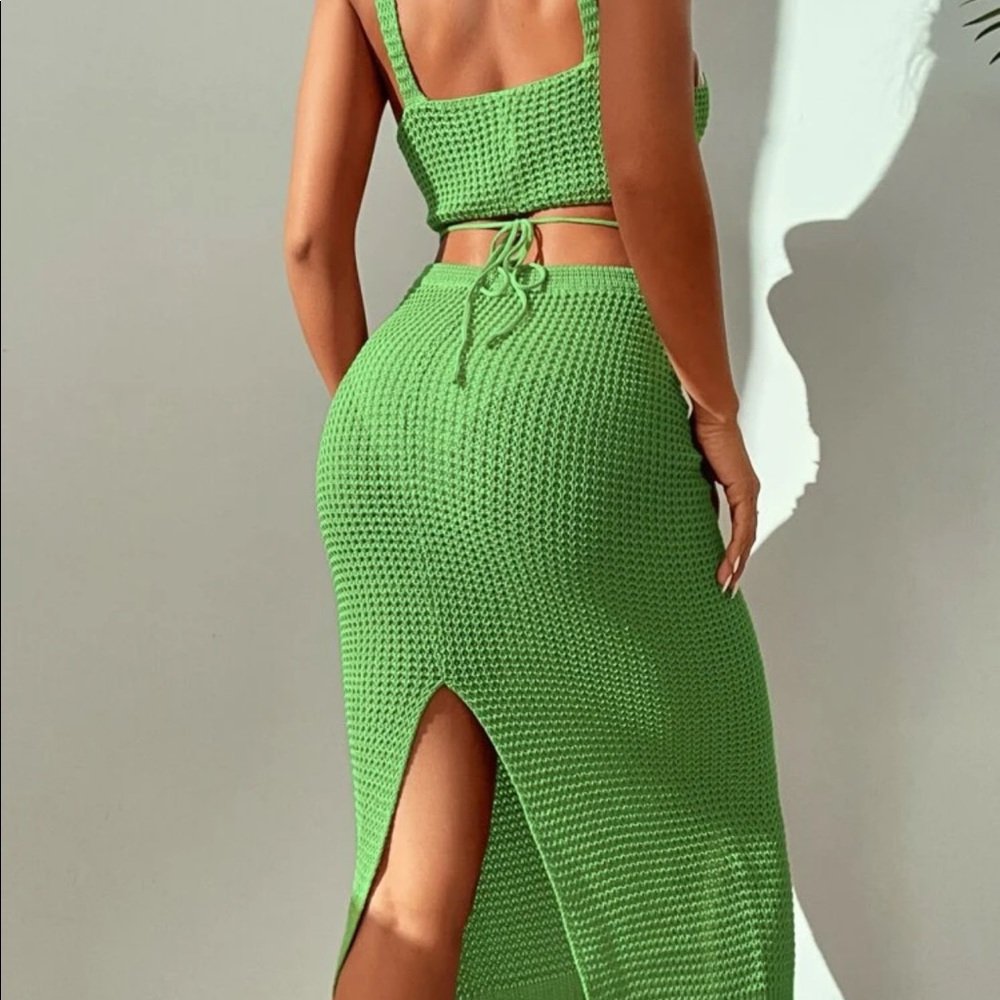 Women’s two piece crochet set green